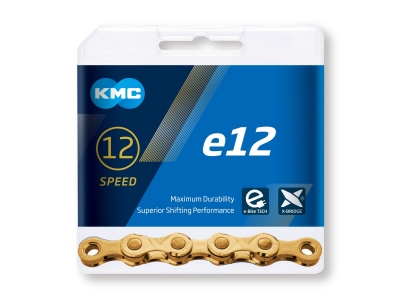 Reťaz KMC e12 Gold Ti-N pre elektrobicykle, 12 Speed