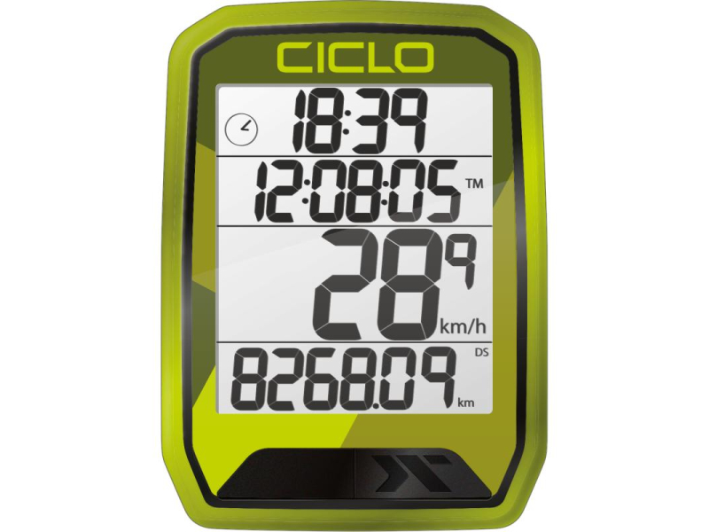 Drôtový cyklo komputer CicloSport PROTOS 113 žlto-zelená