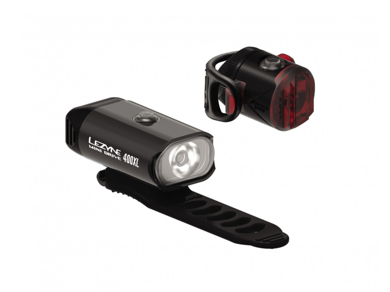 LEZYNE Set svetiel MINI Drive 400XL a Femto USB čierne, 400 Lumenov